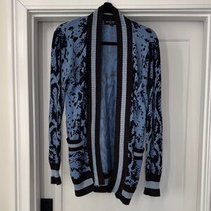Central Park West Blue and Black Patterned Cardigan